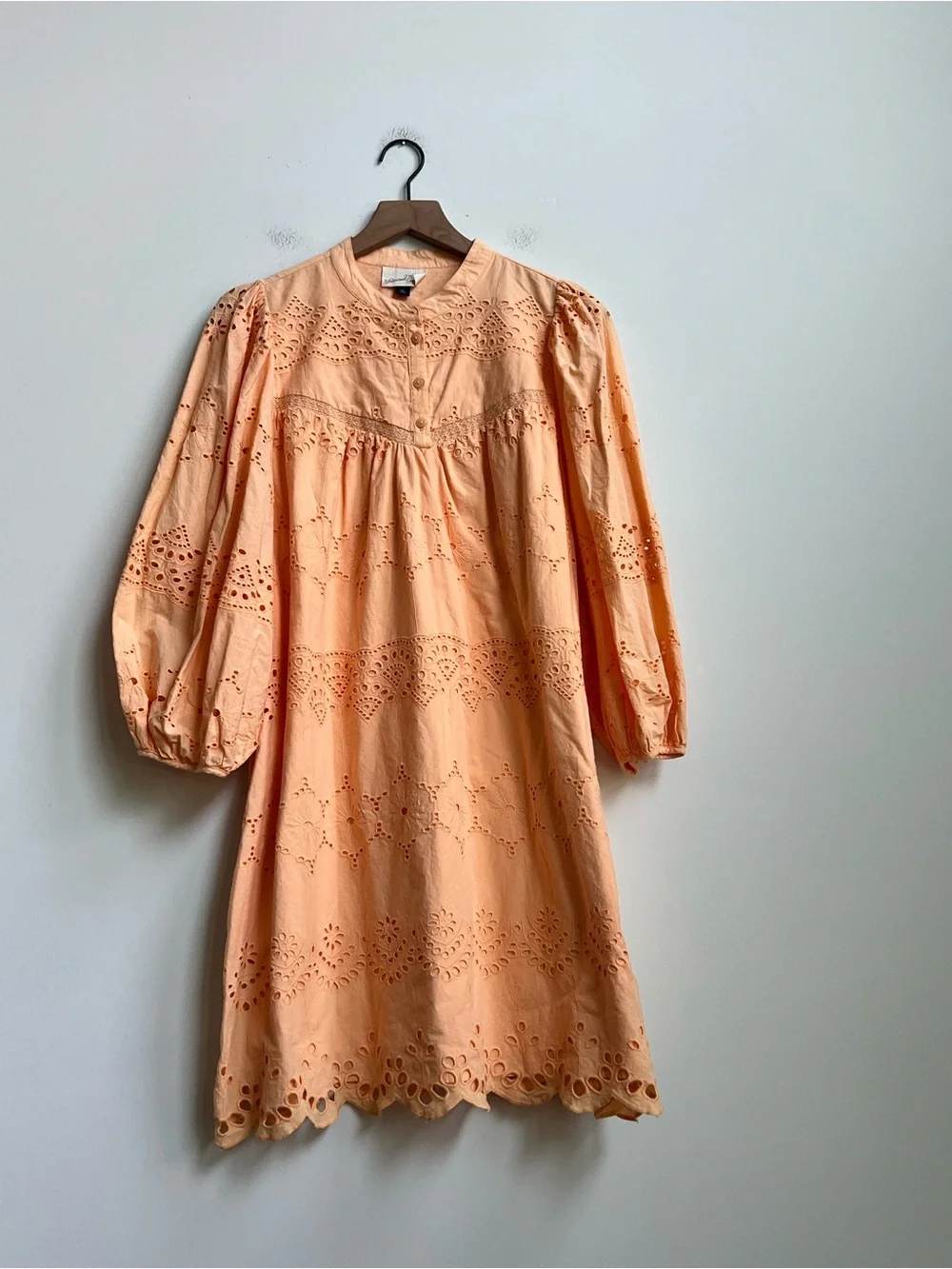 Universal Threads Eyelet Dress Orange Puff Sleeve CottageCore XL Babydoll Whimsy - Picture 2 of 13